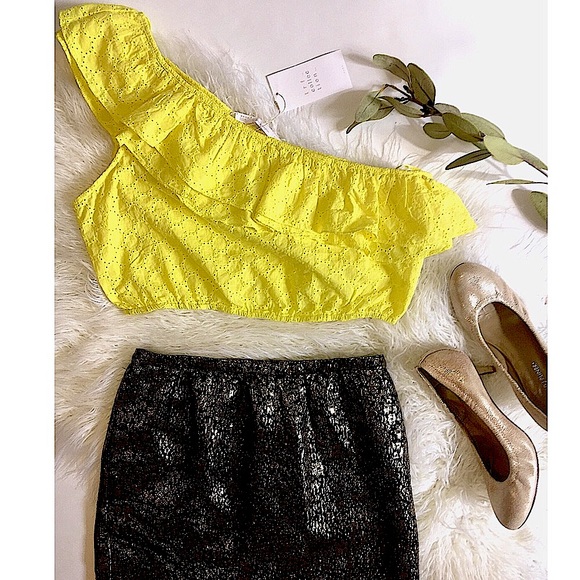 NWT📌 Zara Eyelet One Shoulder Ruffle Crop Top - Picture 8 of 8